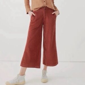 Pact Terracotta Corduroy Wide Leg Crop Pants Size Medium